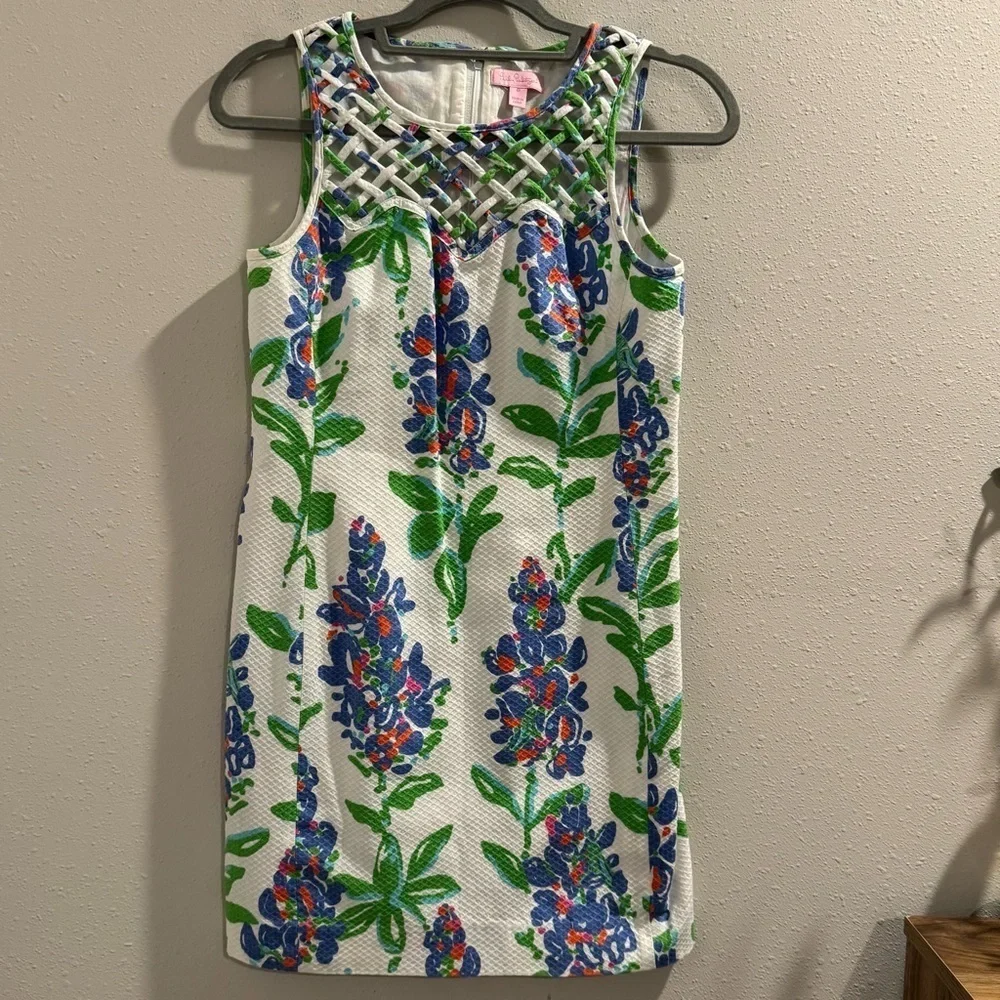 Lilly Pulitzer Women’s 0 Blue Floral Ricci Shift Dress Coastal Resort Preppy